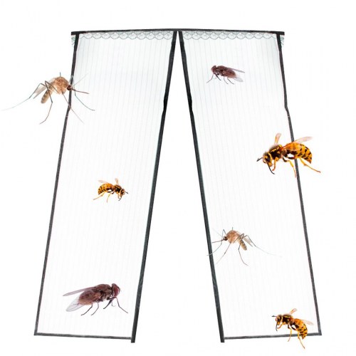 Magnetisk myggenet til dør – 85 × 210 cm, sort