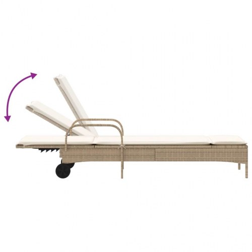 Liggestole 2 stk. med hynder polyrattan beige