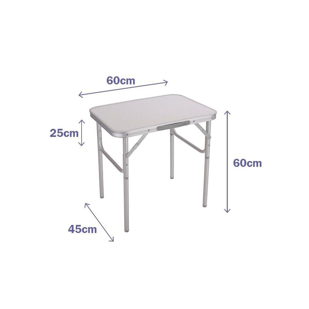 Marbueno sammenklappeligt campingbord - hvid, 60 × 60 × 45 cm