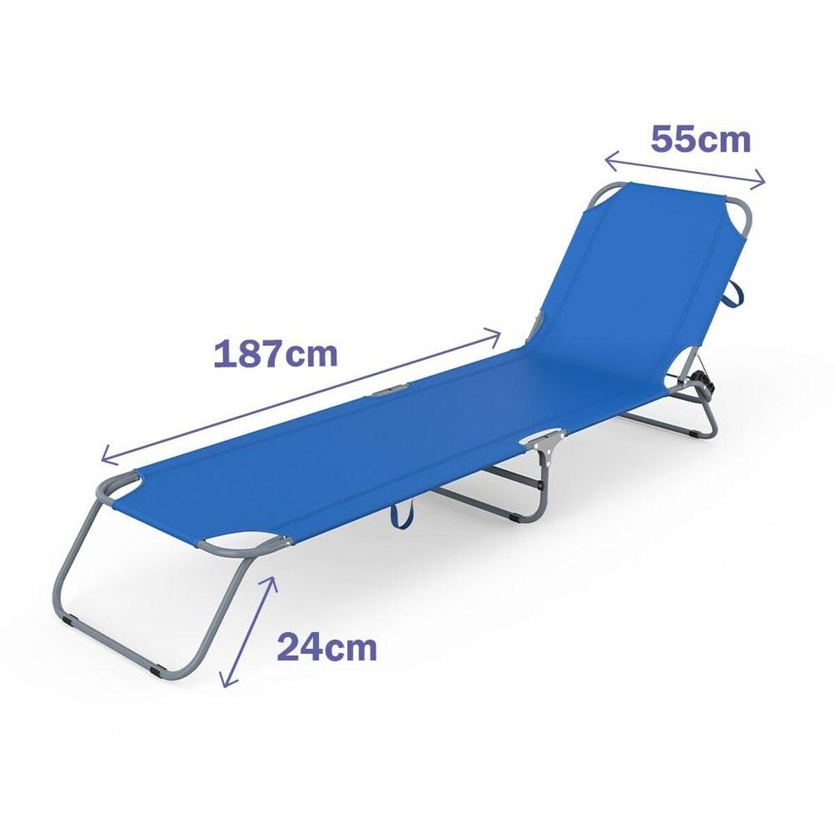 Solstol sæt - mørkeblå liggestol 187 × 24 × 55 cm (2 stk.)
