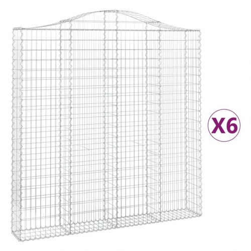 Buede gabionkurve 6 stk. - 200×30×200/220 cm i galvaniseret jern