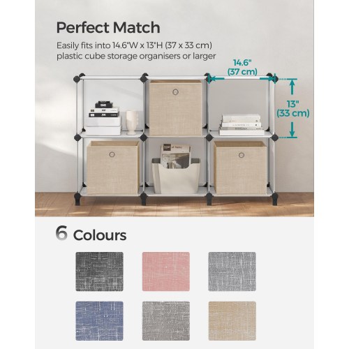 Sæt med 6 foldbare opbevaringskuber i non-woven – 30 × 30 × 30 cm, sandbeige