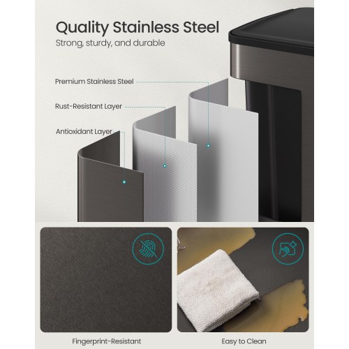 Dobbelt skraldespand 2 x 30 l med soft-close og pedal – rustfrit stål, skifergrå