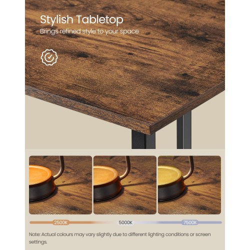 L-formet hjørneskrivebord 130 × 130 × 76 cm med 2 hylder – rustik brun/sort