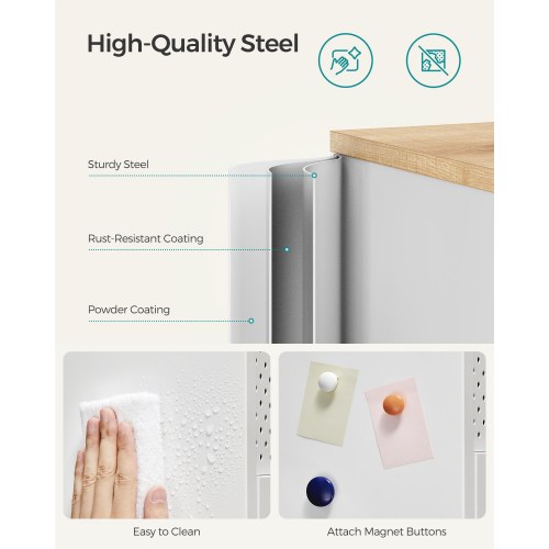 Opbevaringsskab i metal med dobbeltdøre – justerbar hylde, natur/hvid, LSC102W57