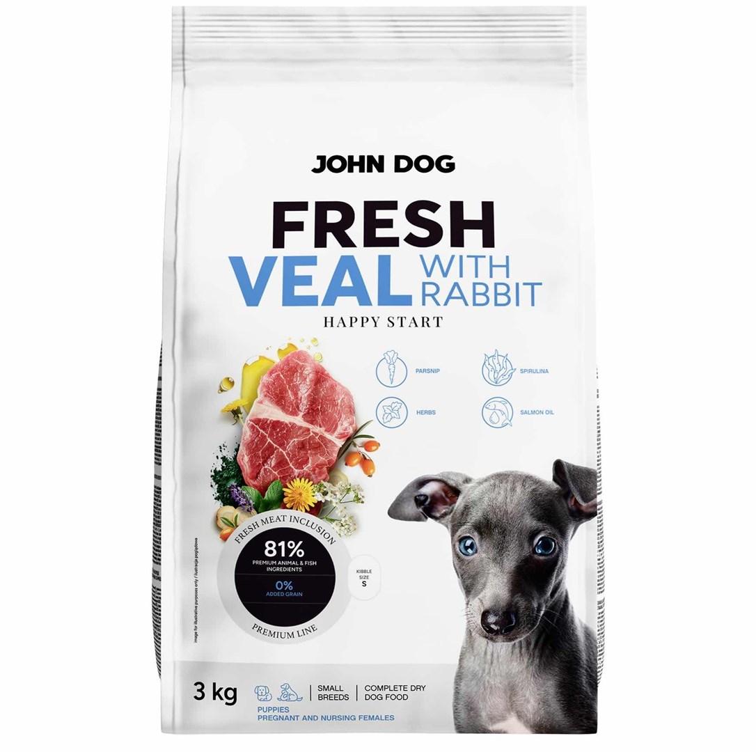JOHN DOG Fresh Junior Small Breeds â kalv med kanin tÃ¸rfoder 3 kg