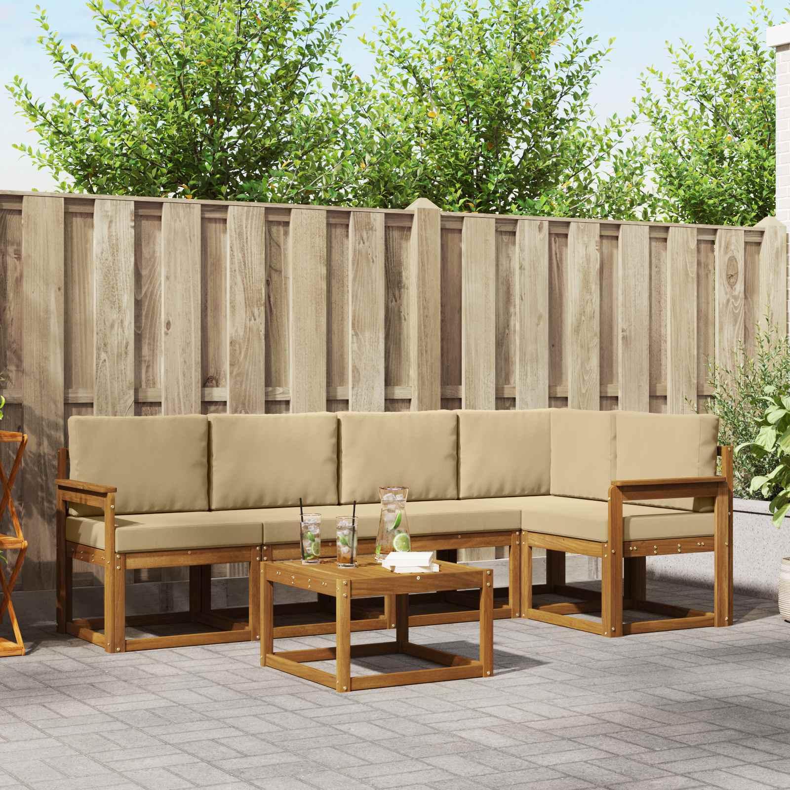 Sofa Sæt 6 stk Naturlig og Beige Soli Akacietræ og polyester