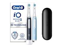 Oral-B iO Series 3 Duo elektrisk tandbørste - mat sort/isblå (2-pak) billede