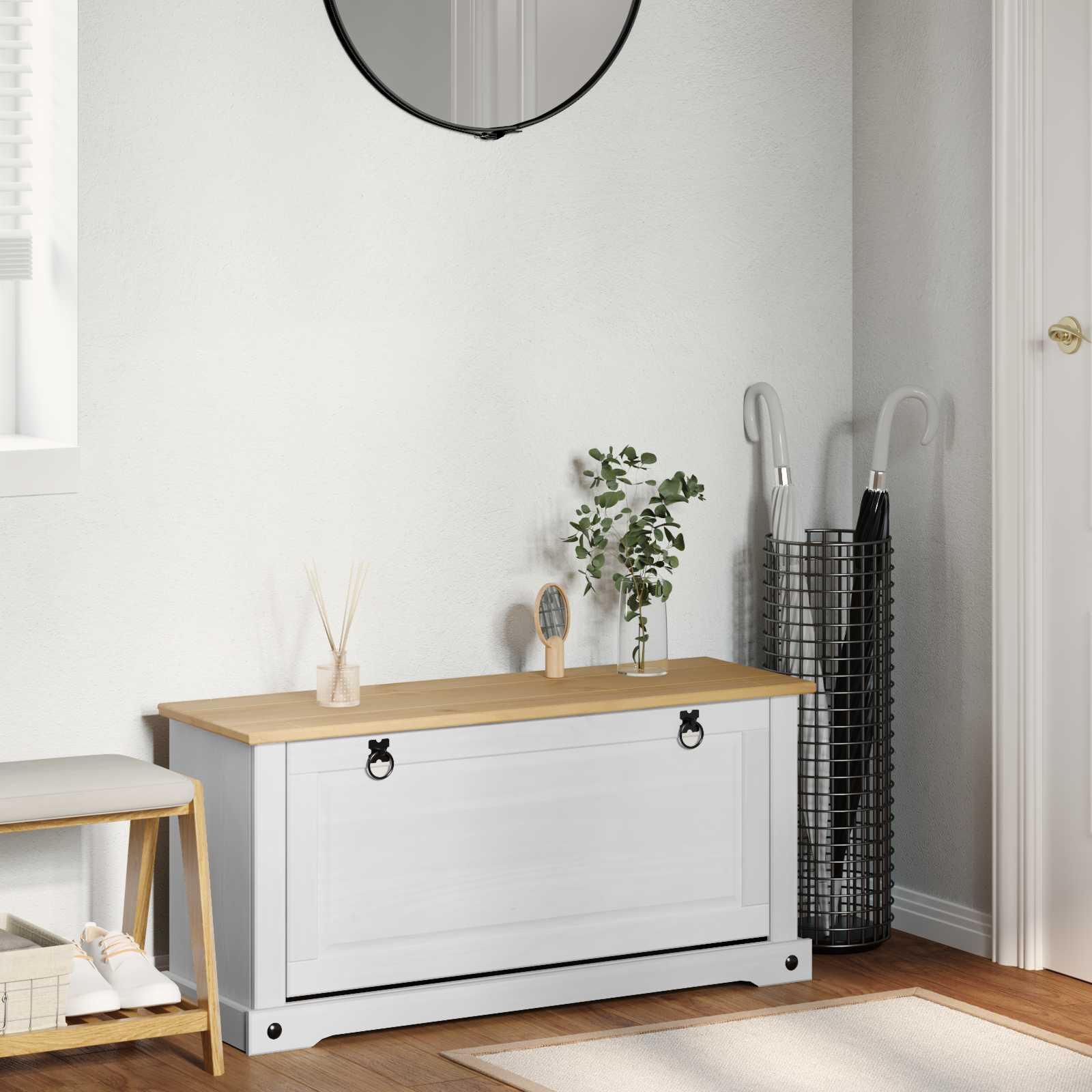 Sko skab med hylde Corona Hvid 99 x 32 x 49 cm Massiv fyrretræ