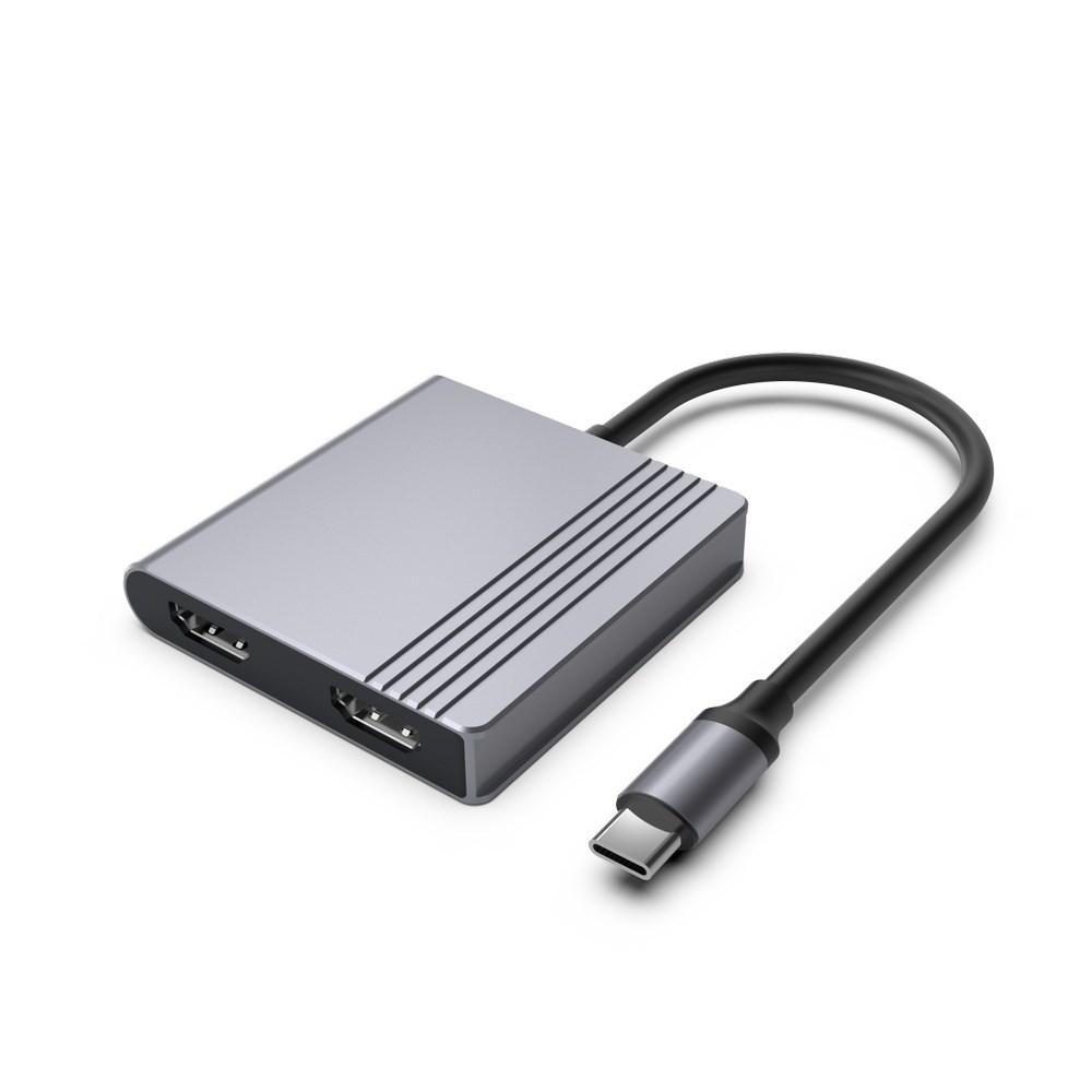 Gembird A-CM-COMBO3-04 USB-C 3-i-1 multiport-adapter – 2x HDMI, USB-A, PD – space grey billede