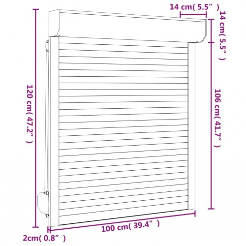 Rullegardin Antracit 100 x 120 cm Aluminium og Polyurethan