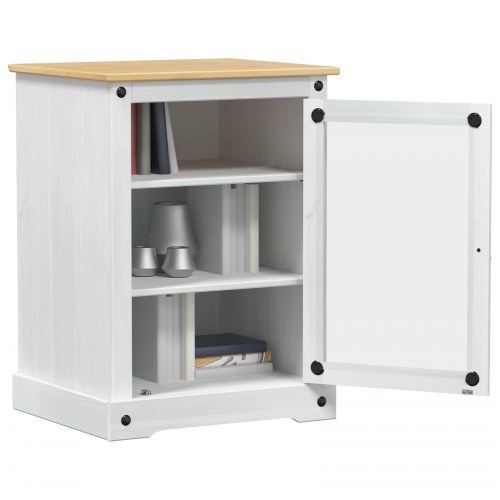 HiFi skab Hvid 60 x 50 x 82 cm Massiv fyrretræ