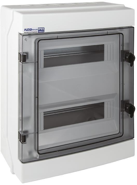 Modulært hermetisk eltavleskab 2×12 - påbygning, N+PE, IP65 (500 V AC / 1.000 V DC) - RH-24