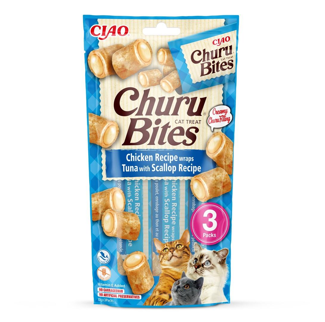INABA Churu Bites - kattetreats med kylling, tun og kammusling, 3×10 g