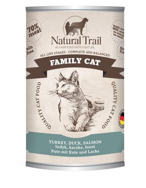 Natural Trail Family Cat – vådfoder til kat med kalkun, and og laks, 400 g