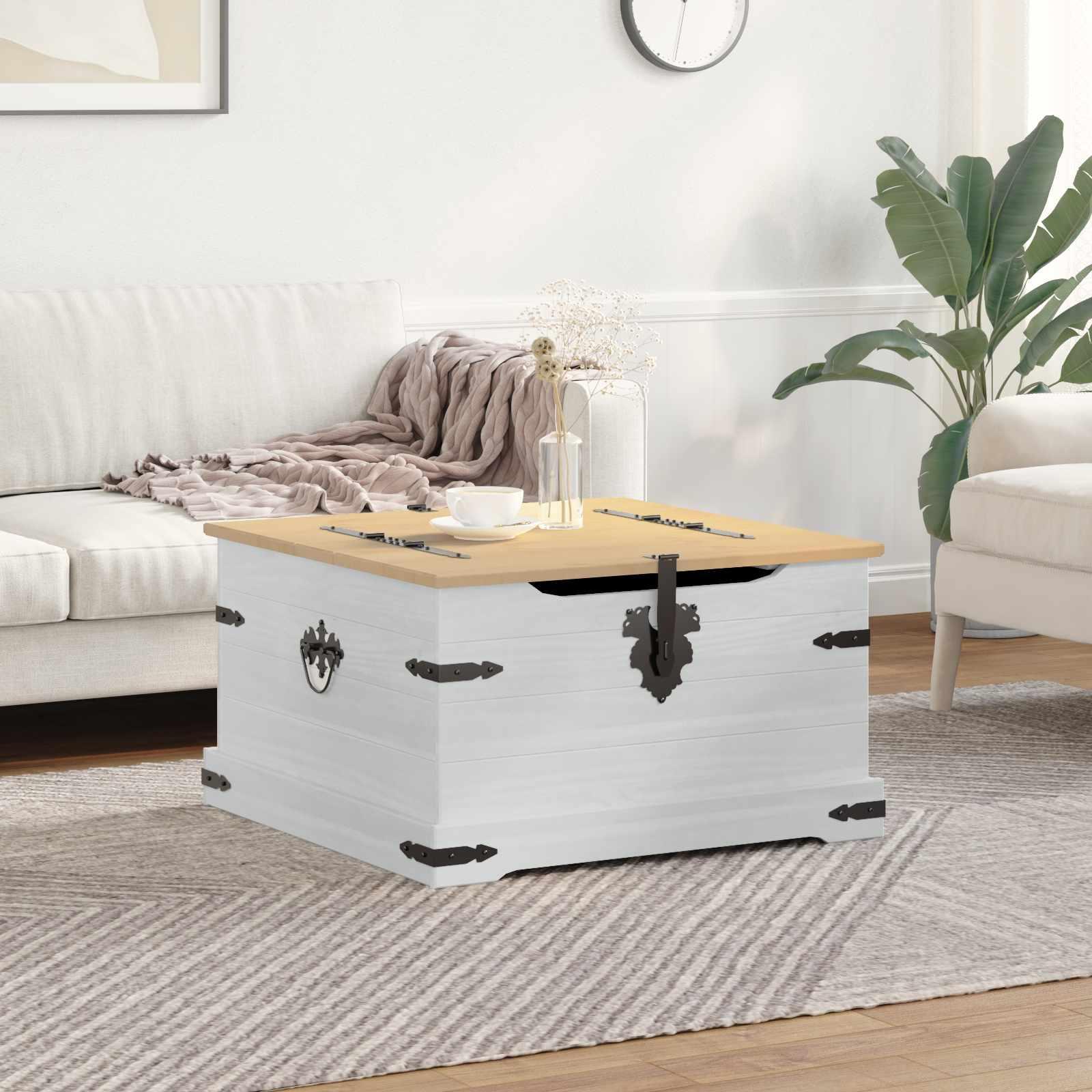 Storage box med hylde Hvid 78 x 78 x 45 cm Massiv fyrretræ