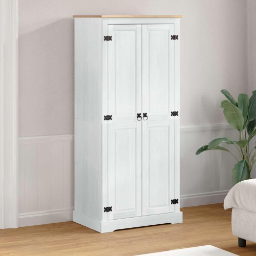 Garderober med hylde Hvid 76 x 50 x 170 cm Massiv fyrretræ