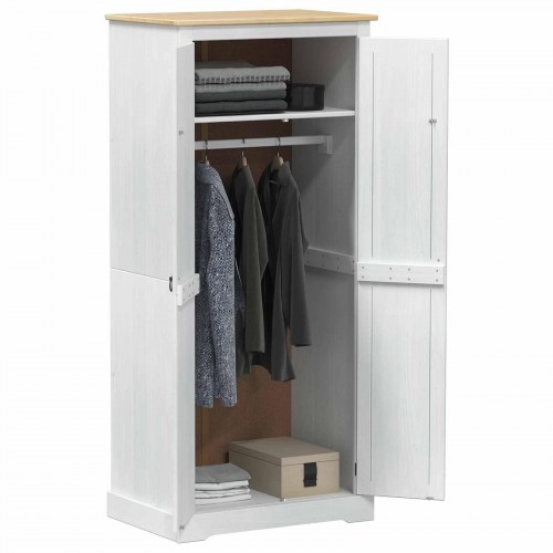 Garderober med hylde Hvid 76 x 50 x 170 cm Massiv fyrretræ