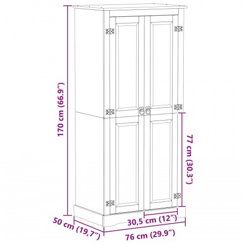 Garderober med hylde Hvid 76 x 50 x 170 cm Massiv fyrretræ