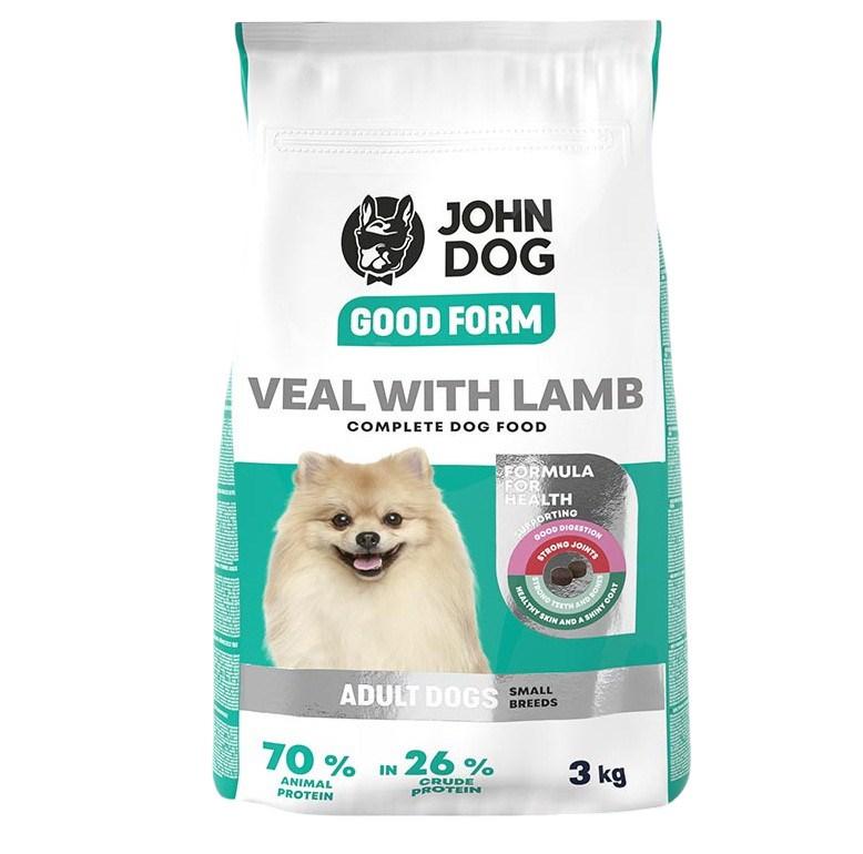 JOHN DOG Good Form – tørfoder til små hunde, kalv med lam – 3 kg