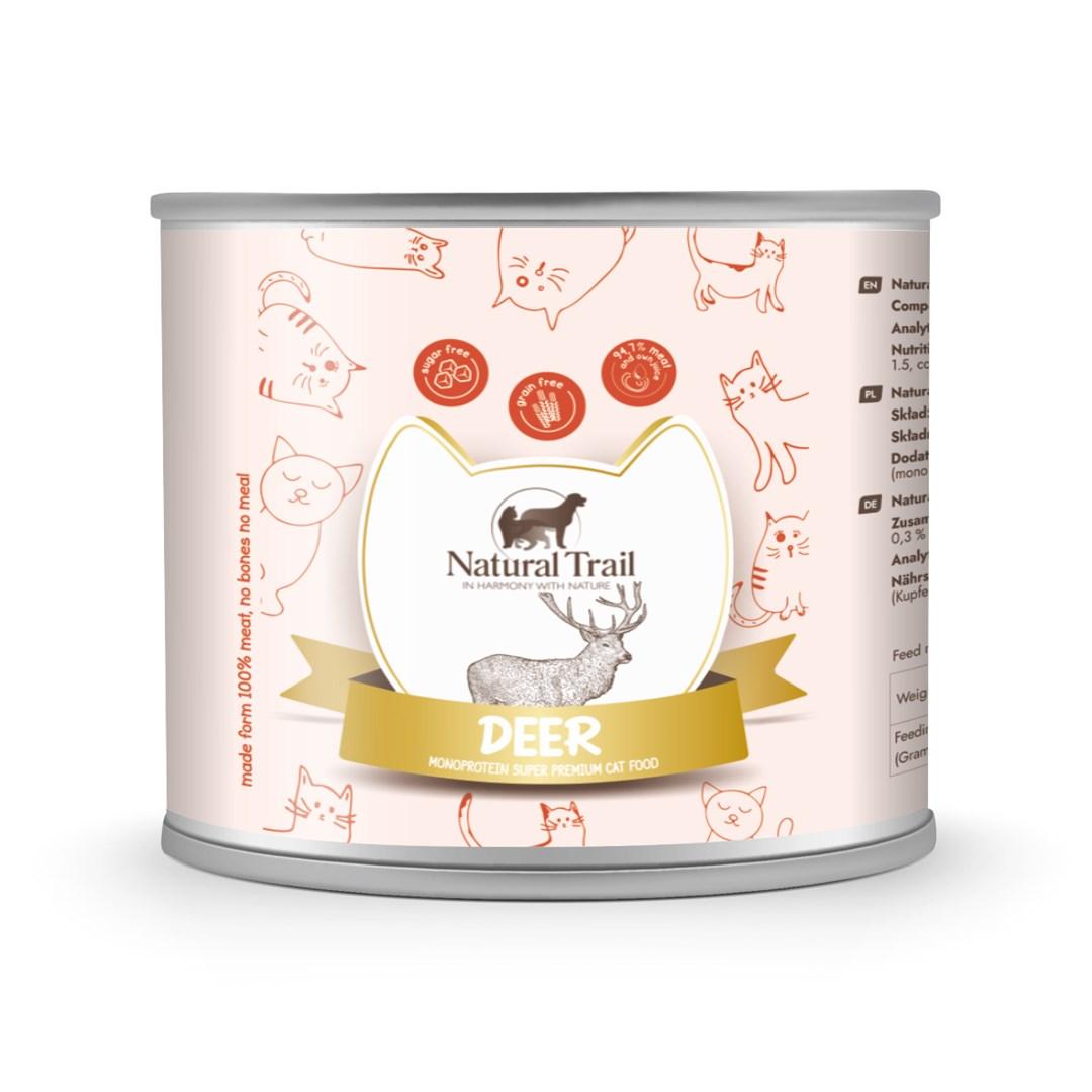 Natural Trail Monoprotein Hjort – vådfoder til kat, 185 g