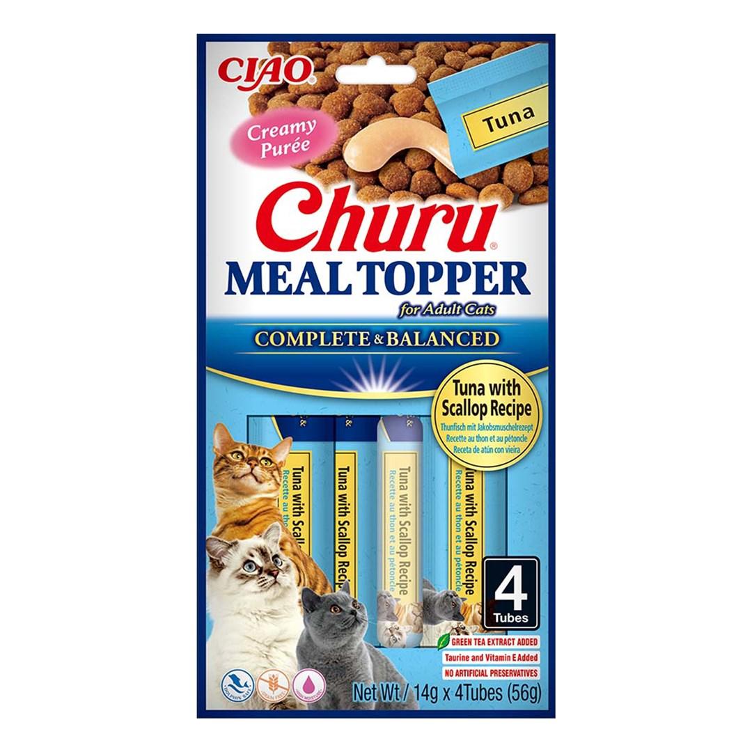 INABA Churu Meal Topper - Tun med kammusling til katte, 4 x 14 g