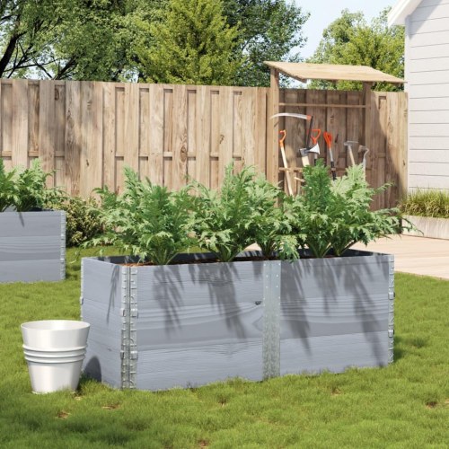 Stabelbar plantekasse 150 x 50 cm i massivt fyrretræ - grå