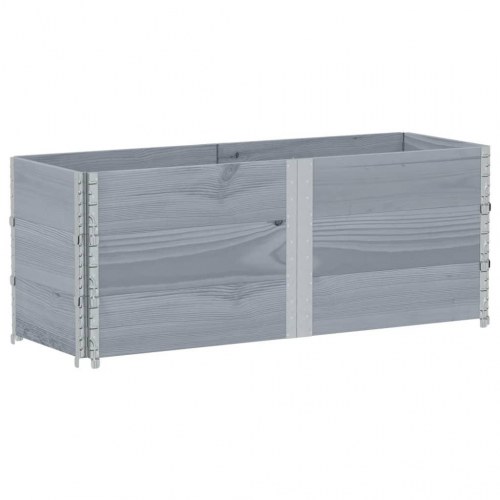 Stabelbar plantekasse 150 x 50 cm i massivt fyrretræ - grå