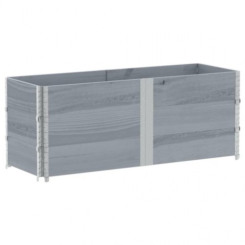 Stabelbar plantekasse 150 x 50 cm i massivt fyrretræ - grå