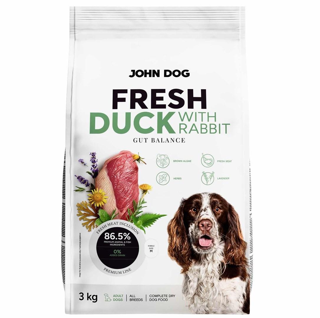 JOHN DOG Fresh Duck med kanin – tørfoder til hunde 3 kg