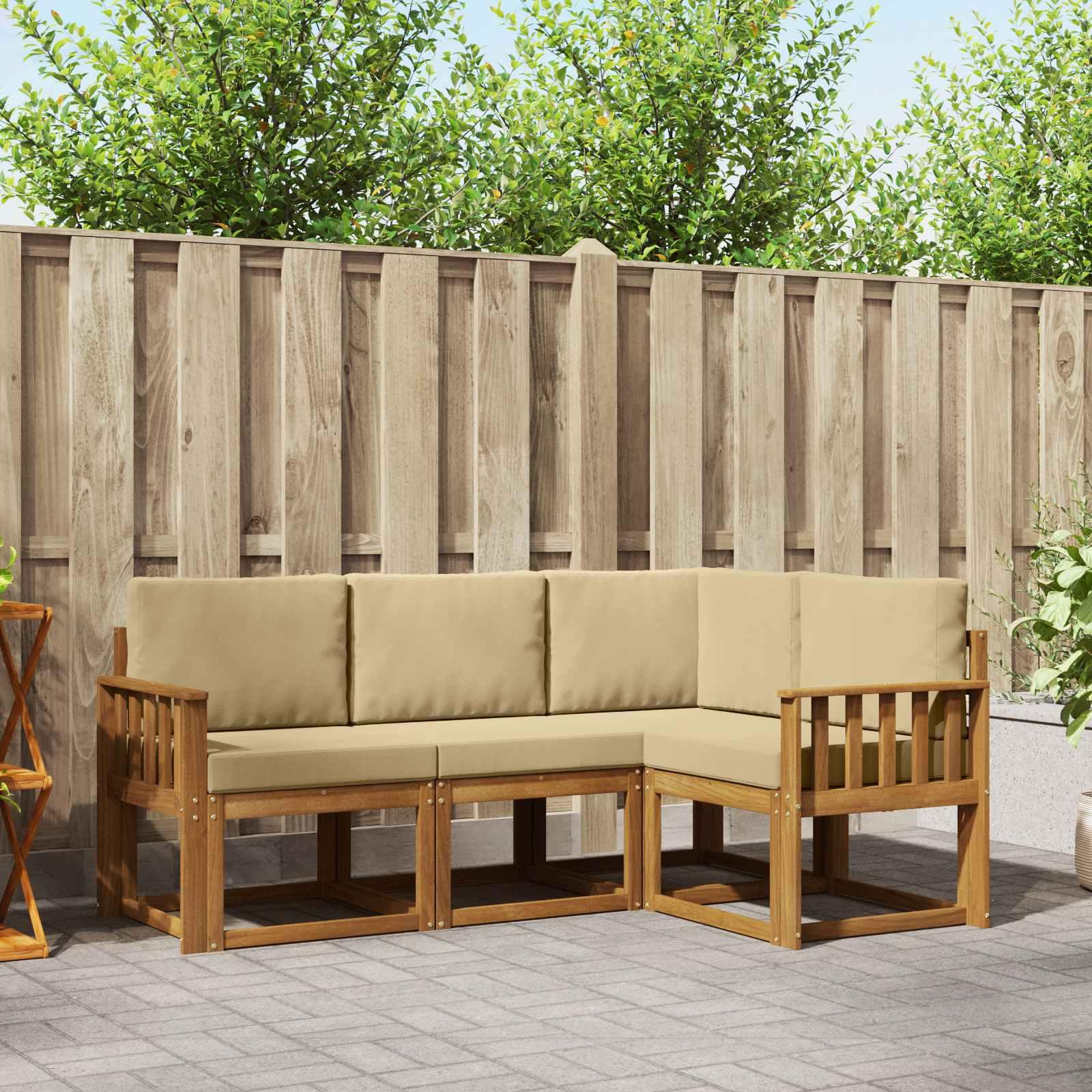 Udendørs sofagruppe med pude 4 stk Naturlig og Beige