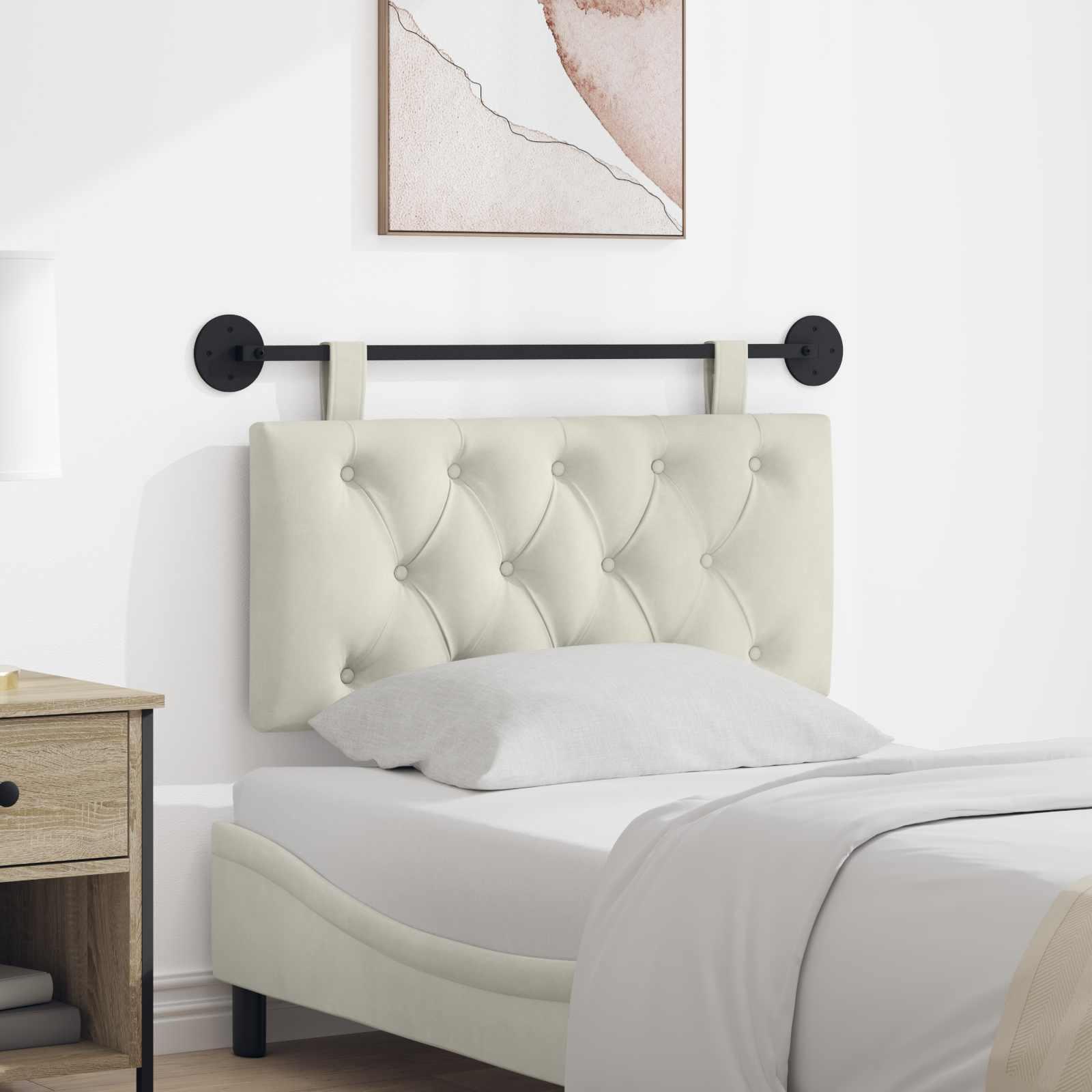 Hængende Hovedgavl Vægmonteret Creme 90 x 55 x 7 cm Fløjl