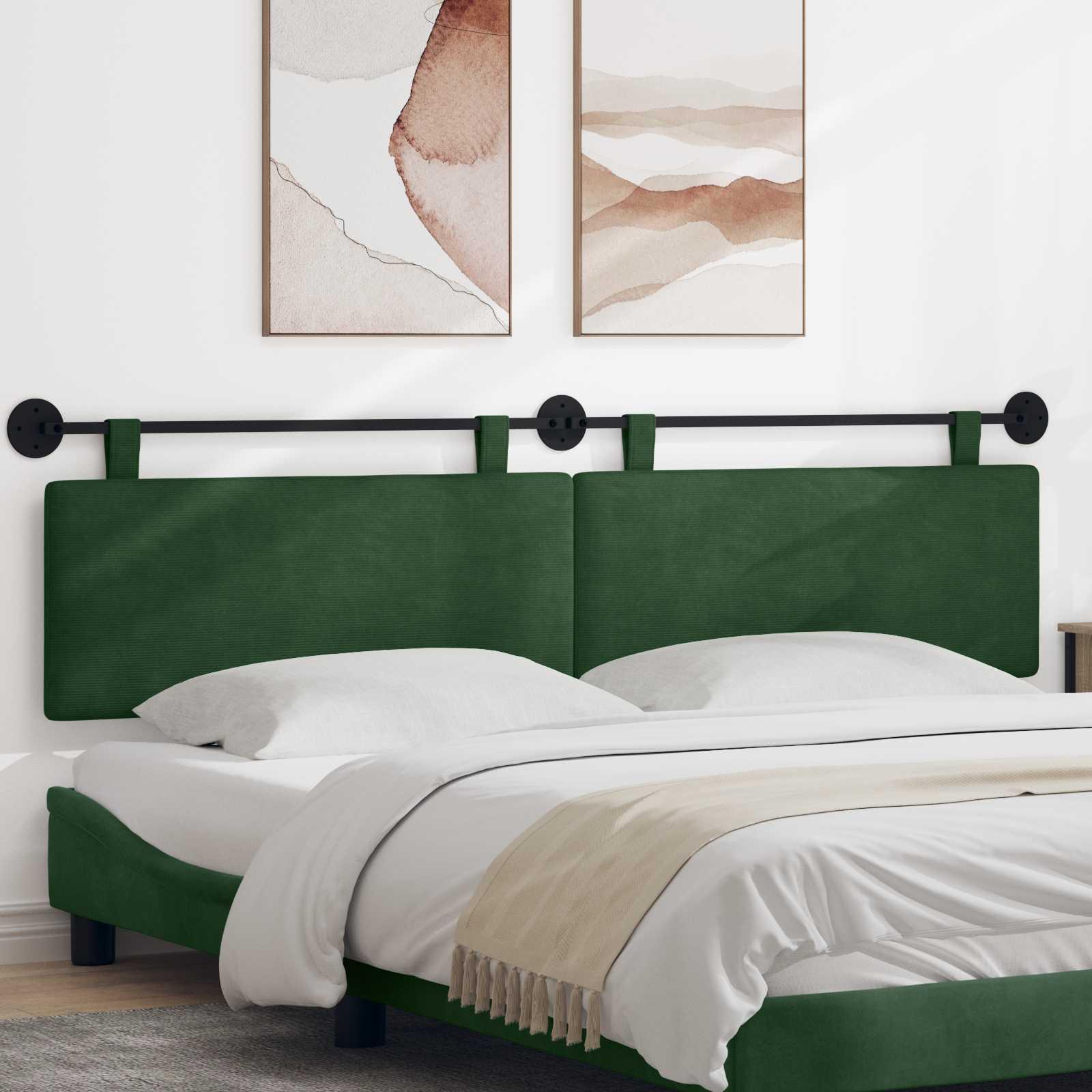 Hængende sengegavl i velour - junglegrøn, 210 × 55 cm