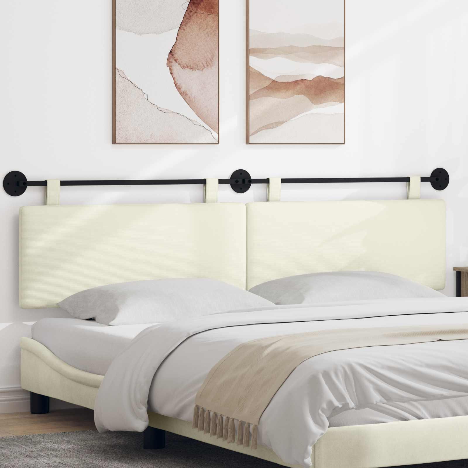 Hængende Hovedgavl Vægmonteret Creme 210 x 55 x 5 cm Velourstof