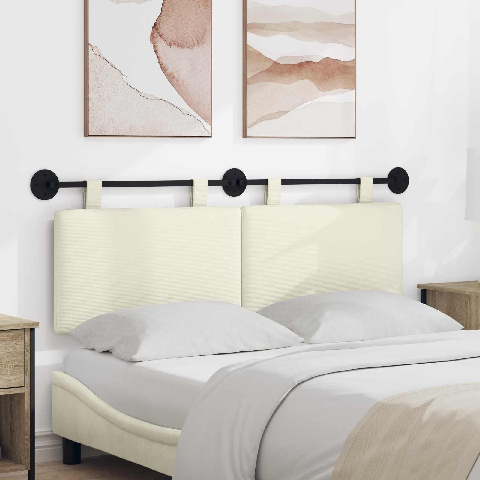 Hængende Hovedgavl Vægmonteret Creme 150 x 55 x 5 cm Velourstof