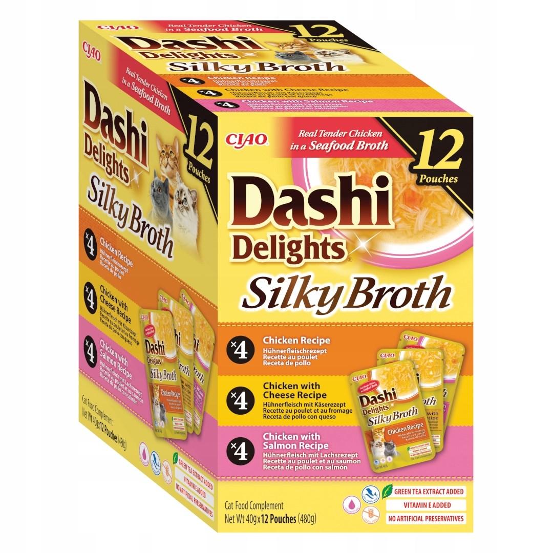 INABA Dashi Delights Silky Broth â kylling & laks mix vÃ¥dfoder til kat â 12Ã40 g