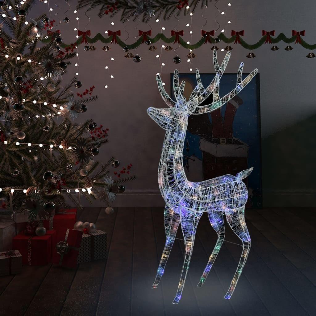 meget tyktflydende Milepæl Julerensdyr med 250 LED-lys 180 cm str. XXL akryl farverigt lys