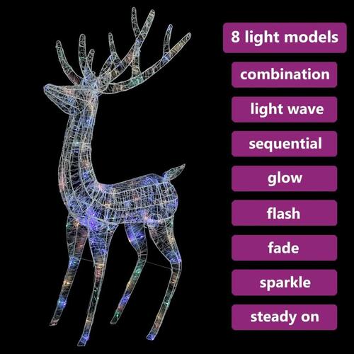 Julerensdyr XXL 180 cm 250 LED'er akryl flerfarvet