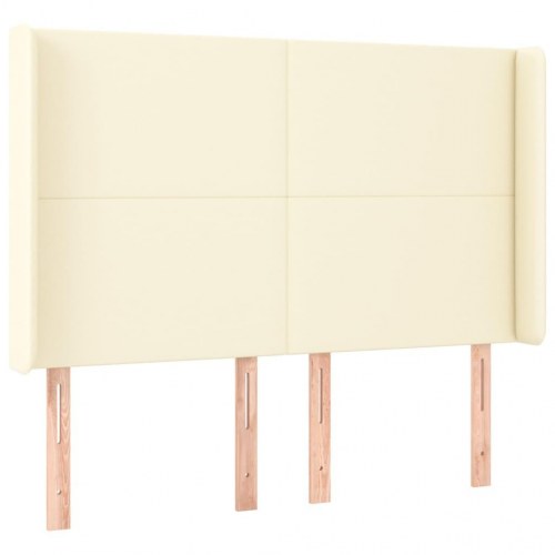 Kontinentalseng med LED-lys 140×190 cm i kunstlæder - creme