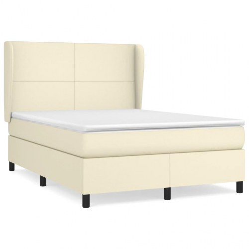 Kontinentalseng med madras 140x190 cm - kunstlæder, creme