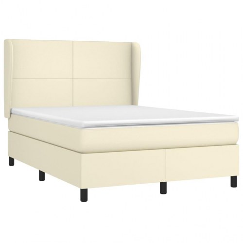 Kontinentalseng med madras 140x190 cm - kunstlæder, creme