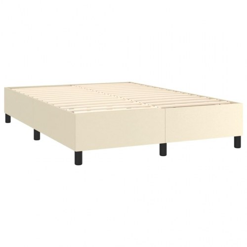 Kontinentalseng med madras 140x190 cm - kunstlæder, creme