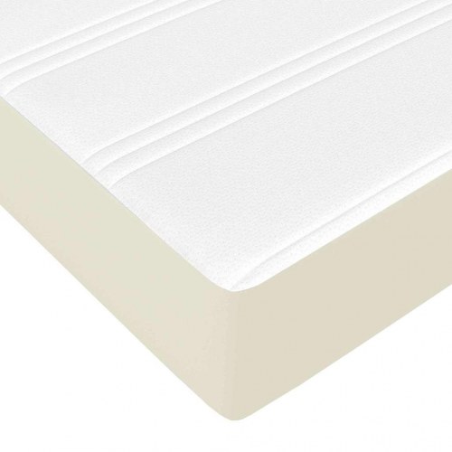 Sengestel med madras - creme stof 140 x 190 cm