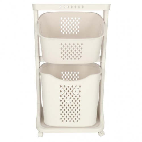 Vasketøjskurv med dobbelte kurve på hjul – plast, 44 × 77,5 × 32 cm (OUTLET A)