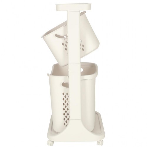 Vasketøjskurv med dobbelte kurve på hjul – plast, 44 × 77,5 × 32 cm (OUTLET A)