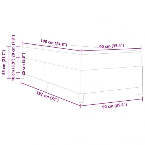 Sengestel med madras - creme stof 90 x 190 cm