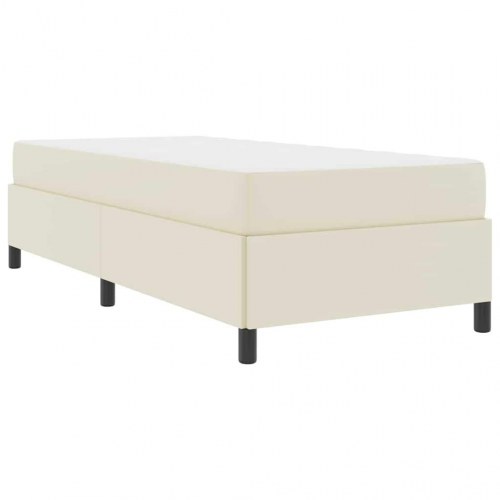 Sengestel med madras - creme stof 80 x 200 cm