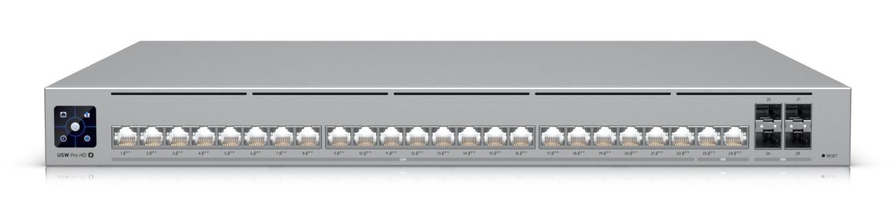 Ubiquiti UniFi Pro - Switch - L3 - 2 x 10GBase-T (PoE++) + 22 x 2.5GBase-T (PoE++) + 4 x 10 Gigabit SFP+ - monterbar på stativ - PoE++ (600 W) - for P/N: UACC-CABLE-PATCH-EL-0.15M-W, UACC-DAC-SFP10-0.5M