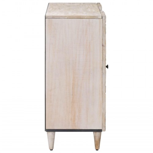 Sidebord med hylde Hvid 90 x 33,5 x 75 cm Massivt mangotræ