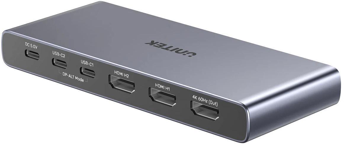 UNITEK V1313AGY01 HDMI/USBâC switch â 4 udgange, 1 indgang, 4K 60 Hz